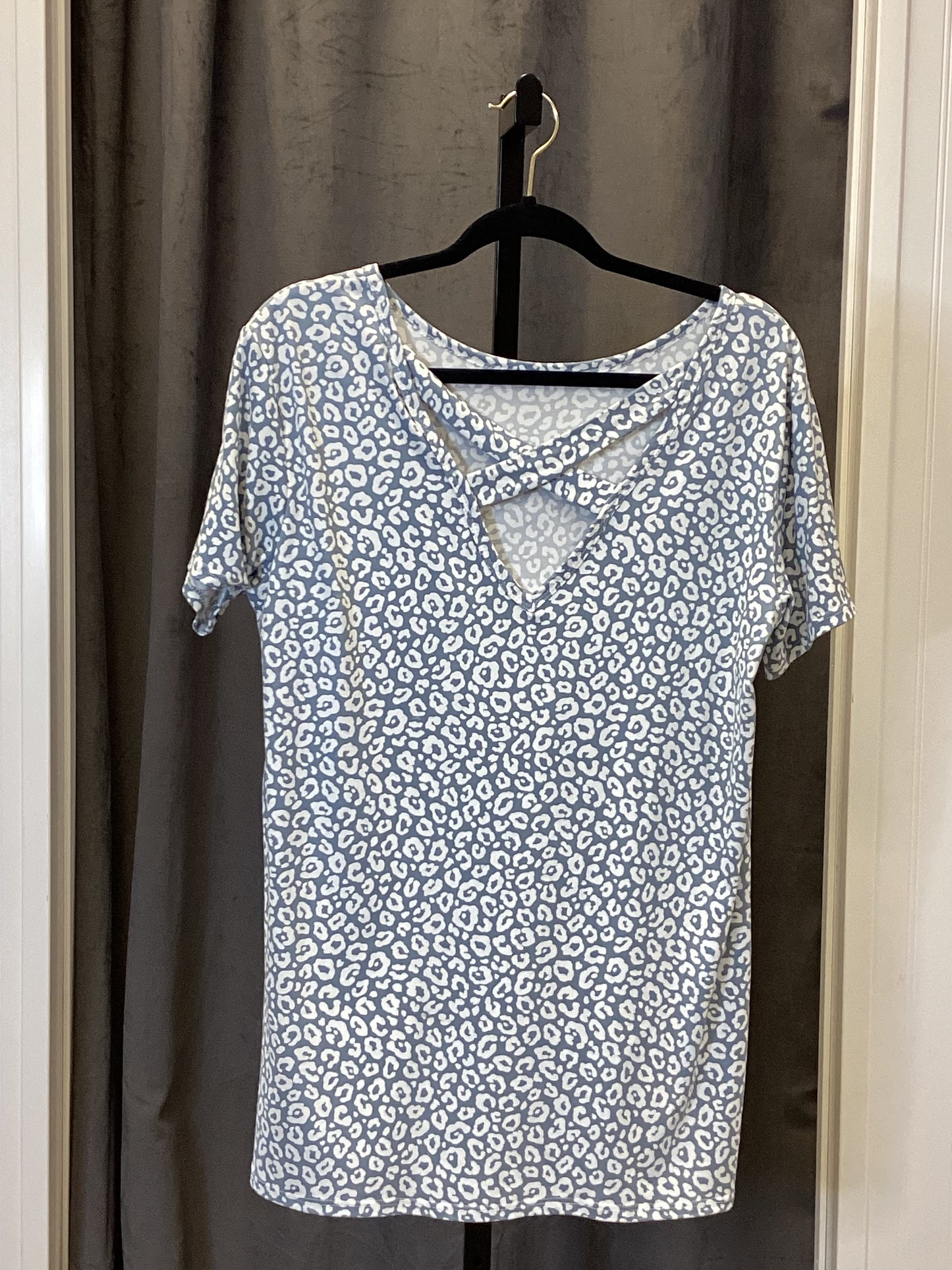 Blue Leopard Cross Back Top