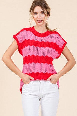 Preppy Crochet Knit Top