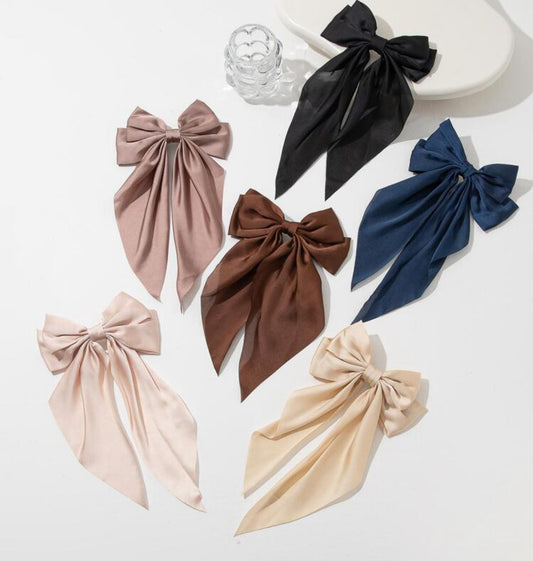 Long Chiffon Hair Bow Barrette