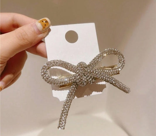 Rhinestone hair bow clip