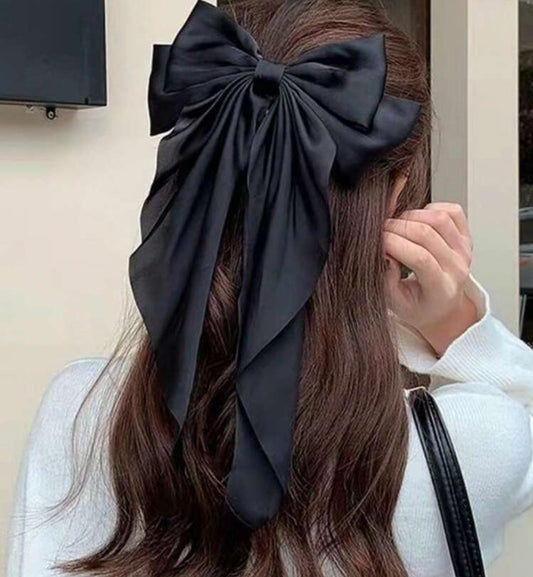 Long Satin Bow Barrette