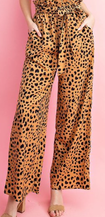 FSL Flowy Belted Pants- leopard/cheetah